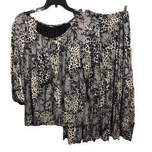 Style & Co. Black and Cream Floral Skirt Set